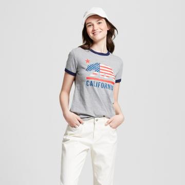 Women's Short Sleeve Cali Bear Graphic T-shirt - Modern Lux (juniors') Heather Gray