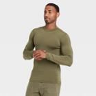 Men's Fitted Long Sleeve Cold Mock Neck T-shirt - All In Motion Olive