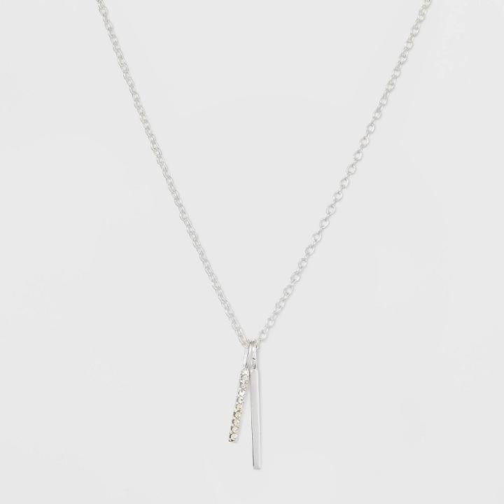 Target Sterling Silver Double Bar Cubic Zirconia Necklace -