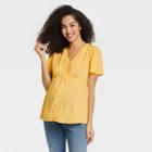 Short Sleeve V-neck Button-front Woven Maternity Shirt - Isabel Maternity By Ingrid & Isabel Yellow