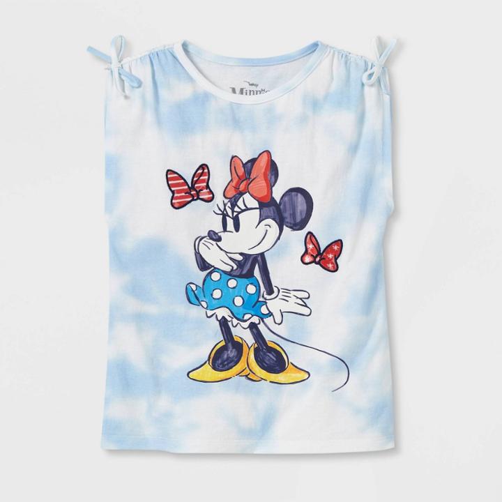 Girls' Disney Minnie Mouse Tie-dye Short Sleeve Graphic T-shirt - Blue