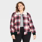 Women's Plus Size Zip-front Sherpa Jacket - Knox Rose Red Plaid