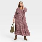 Women's Plus Size Floral Print Long Sleeve Wrap Dress - Knox Rose Purple