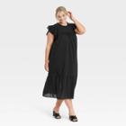 Women's Plus Size Ruffle Short Sleeve Dress - Who What Wear Black