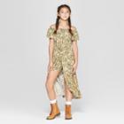 Girls' Off The Shoulder Walk-thru Maxi Dress - Art Class Olive