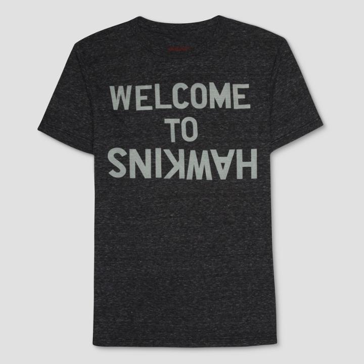 Men's Stranger Things Welcome To Hawkins Short Sleeve T-shirt - Black/white