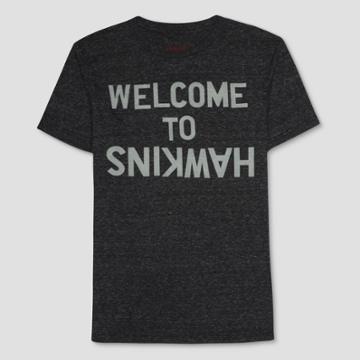 Men's Stranger Things Welcome To Hawkins Short Sleeve T-shirt - Black/white