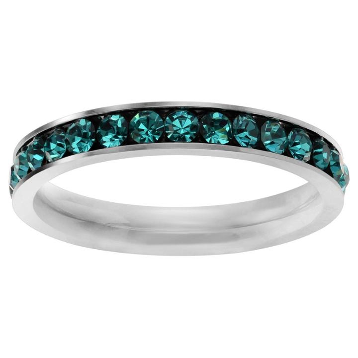 Journee Collection 3/5 Ct. T.w. Round-cut Cz Birthstone Eternity Channel Set Band In Sterling Silver - Dark Blue,