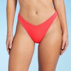 Women's V-front Ribbed High Leg Extra Cheeky Bikini Bottom - Shade & Shore Coral