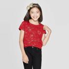 Petitegirls' Short Sleeve Shine Bright Pocket T-shirt - Cat & Jack Dark Red M, Girl's,