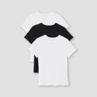Women's Short Sleeve Slim Fit 3pk Bundle T-shirt - A New Day White/white/black