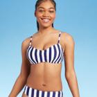 Women's Light Ribbed Bralette Bikini Top - Shade & Shore Navy & White Stripe