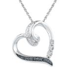 Distributed By Target Women's Sterling Silver Diamond Accent Prong And Miracle Set Heart Pendant - Black (ij-i2-i3)