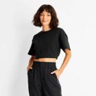 Women's Short Sleeve Boxy Crop T-shirt - Future Collective With Kahlana Barfield Brown Black Xxs