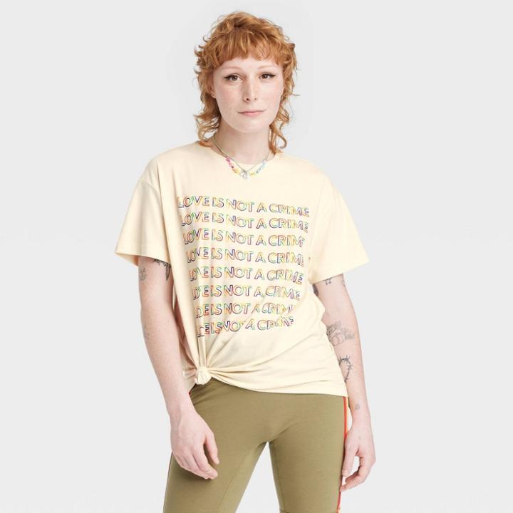 No Brand Pride Adult Love Is Not A Crime Short Sleeve T-shirt - Cream