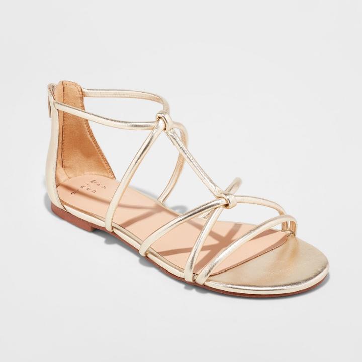 Women's Samina Wide Width Tubular Gladiator Sandal - A New Day Gold 5.5w,