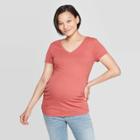 Maternity Short Sleeve Shirred V-neck T-shirt - Isabel Maternity By Ingrid & Isabel Santa Fe Rose Xs,