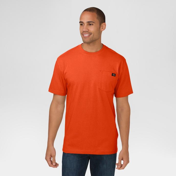 Dickies Men's Big & Tall Cotton Heavyweight Short Sleeve Pocket T-shirt- Orange L