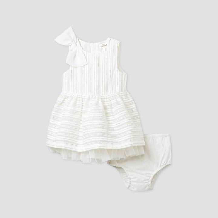 Baby Girls' Lurex Striped Sleeveless Dress - Cat & Jack White Newborn