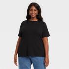 Women's Plus Size Ribbed T-shirt - Ava & Viv Black X