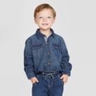 Genuine Kids From Oshkosh Toddler Boys' Long Sleeve Brushed Denim Shirt - Dark Blue