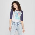 Awake Women's Mickey Mouse 3/4 Sleeve South Beach Miami Raglan Graphic Warner Bros. Women's T-shirt White/navy