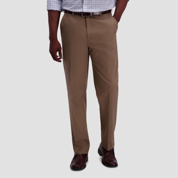 Haggar Men's Premium No Iron Classic Fit Flat Front Casual Pants - British Khaki 32x30, Men's, British Green