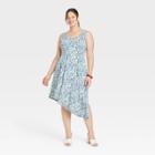 Women's Plus Size Sleeveless Asymmetrical Knit Dress - Ava & Viv Blue