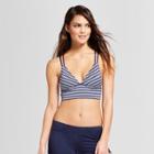 Women's Striped Midkini Bralette Bikini Top - Mossimo Navy/white L, Blue/white