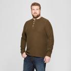 Men's Big & Tall Long Sleeve Textured Henley Shirt - Goodfellow & Co Emerald Forest