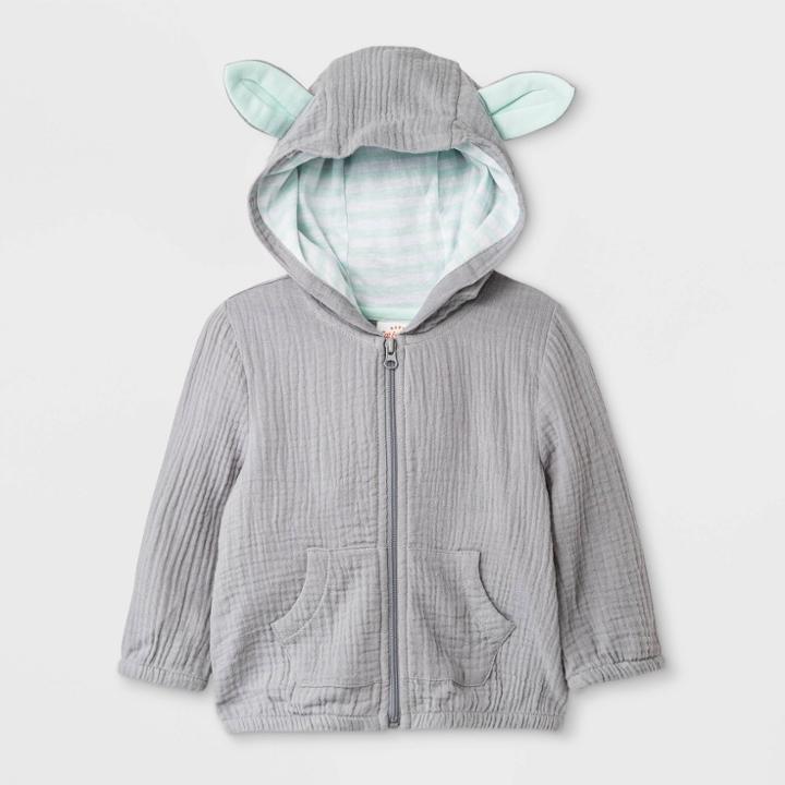 Baby Boys' Gauze Bunny Hoodie - Cat & Jack Gray