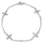West Coast Jewelry Elya Stainless Steel Sideways Cross Charm Bracelet, Girl's,
