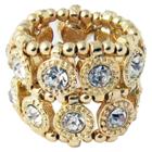 Zirconite Stretch Ring With Crystals - Gold, Women's