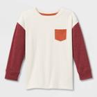 Toddler Boys' Colorblock Long Sleeve Jersey Knit T-shirt - Cat & Jack Cream