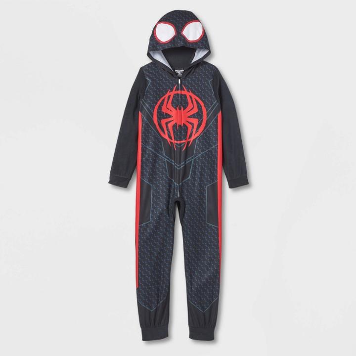 Boys' Marvel Spider-man: Miles Morales Blanket Sleeper - Black