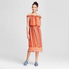 Women's Striped Off The Shoulder Midi Dress - Mossimo Rust Orange