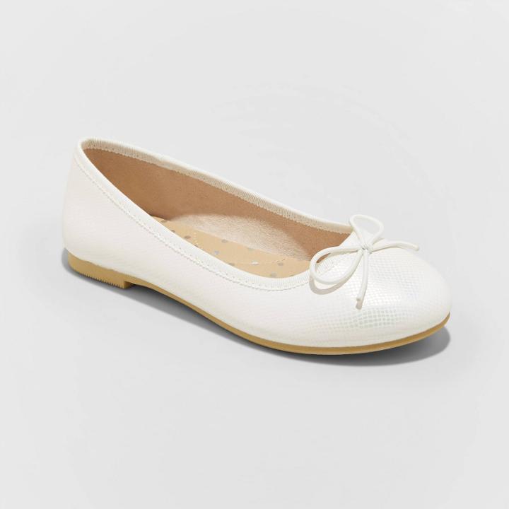 Girls' Stacy Ballet Flats - Cat & Jack White 13, Toddler Girl's