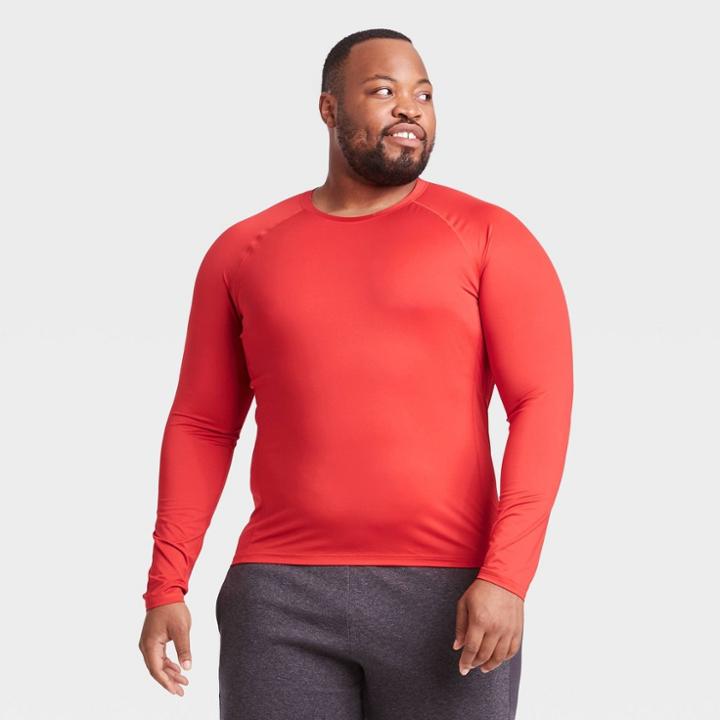 Men's Long Sleeve Fitted T-shirt - All In Motion Red S, Men's,