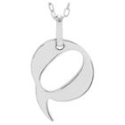 Women's Journee Collection Initial Charm Pendant Necklace In Sterling Silver - Silver, Q (18), Silver
