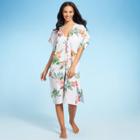 Women's Smocked Back Kimono Cover Up - Cover 2 Cover White Xs, Women's, Green White