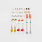 Smiley Face Mushroom And Bear Stud Earring Set 18pc - Wild Fable , Brown