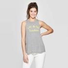 Women's Live In The Sunshine Round Neck Tank Top - Modern Lux (juniors') - Gray/yellow