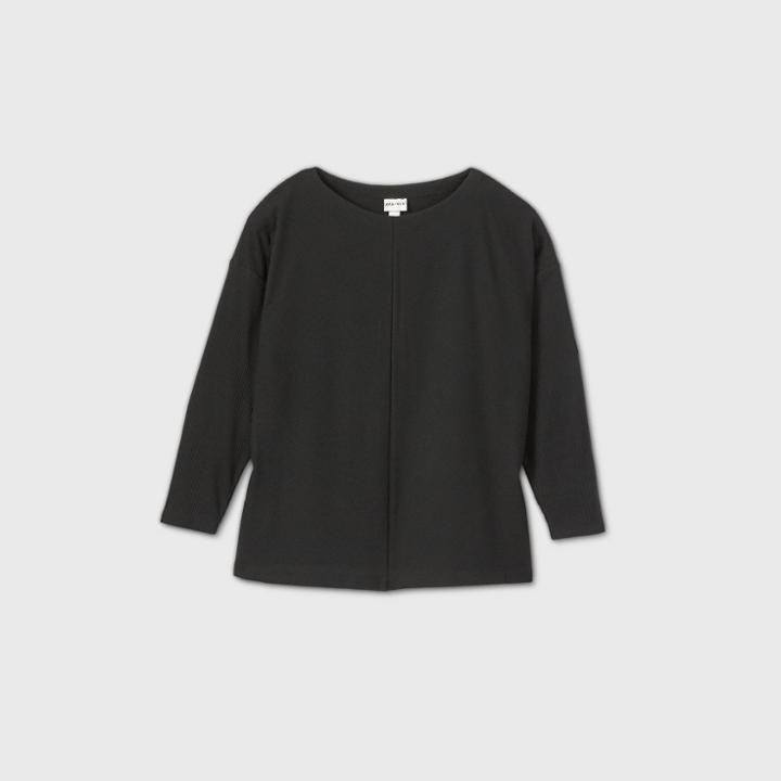 Women's Plus Size Long Sleeve Leisure T-shirt - Ava & Viv Black X