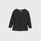 Women's Plus Size Long Sleeve Leisure T-shirt - Ava & Viv Black X