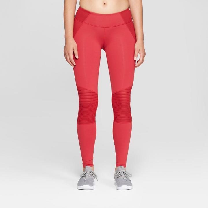 Women's Premium Mid-rise Moto Leggings - Joylab Mulberry Red