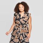 Women's Plus Size Sleeveless Front Button-down Utility Vest - Who What Wear Black X