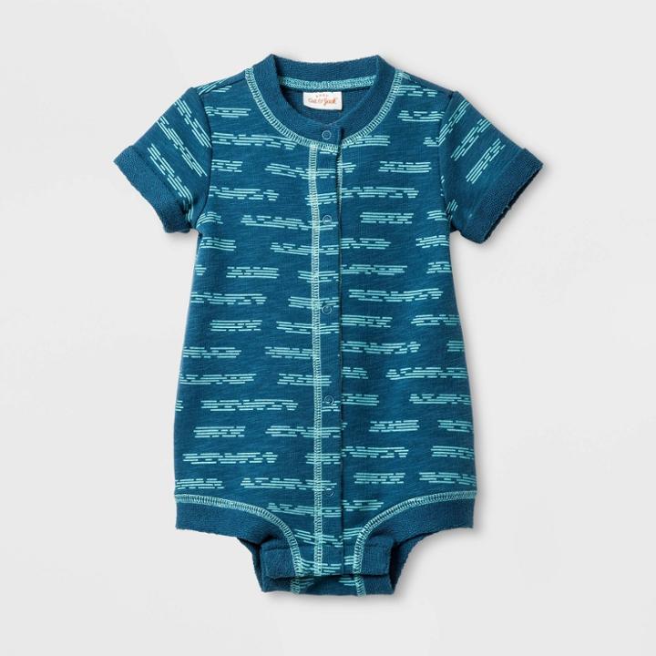 Baby Boys' Slub French Terry Button Romper - Cat & Jack Blue