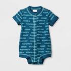 Baby Boys' Slub French Terry Button Romper - Cat & Jack Blue