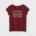 Girls' Adaptive Extra Thankful Short Sleeve T-shirt - Cat & Jack Burgundy
