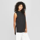 Women's Sleeveless Mock Neck Woven Shell Blouse - Prologue Black